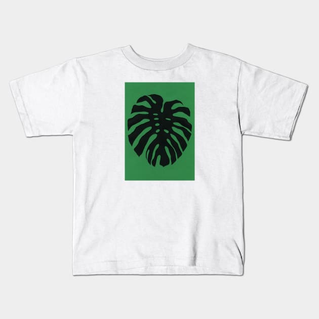 Black Monstera Kids T-Shirt by Rosi Feist